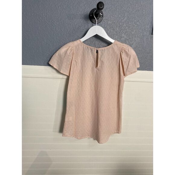 Cece Blush Pink Embroidered Short Wide Sleeve Keyhole Blouse Womens Size XXS NWT - Picture 6 of 12